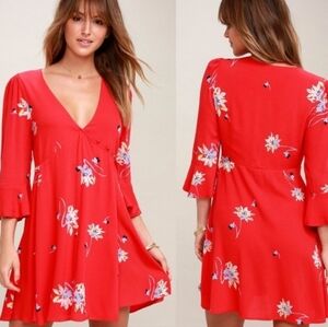 Free People Floral Red Dress